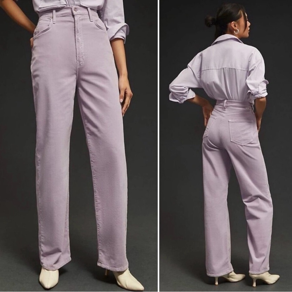 MOTHER Wide Leg High-Rise Jeans in Lavender